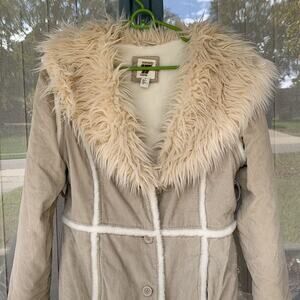 vintage 90s 77 seventy seven faux fur collar coat